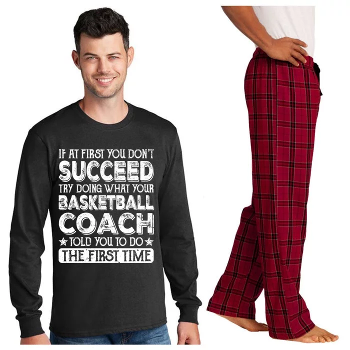 Basketball Coach Funny Thank You For Dad Mom Cute Gift Long Sleeve Pajama Set