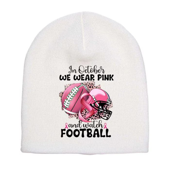 Breast Cancer Football Team Support Short Acrylic Beanie