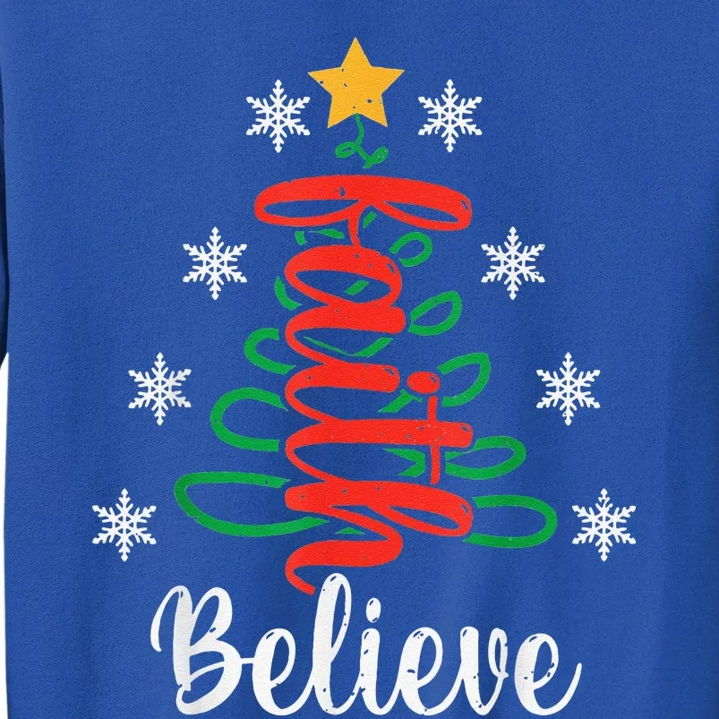 Believe Christian Faith Jesus Religious Christmas Tree Sweatshirt