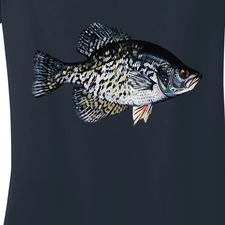 Black Crappie Fish Lucky Crappie Fishing Gift Women's V-Neck T-Shirt