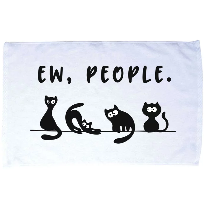 Black Cat Funny, Ew People Meowy Cat Lovers Microfiber Hand Towel