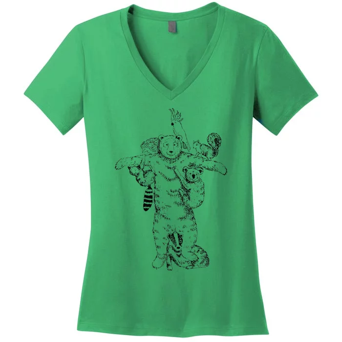 Bear Climbing Frame Women's V-Neck T-Shirt