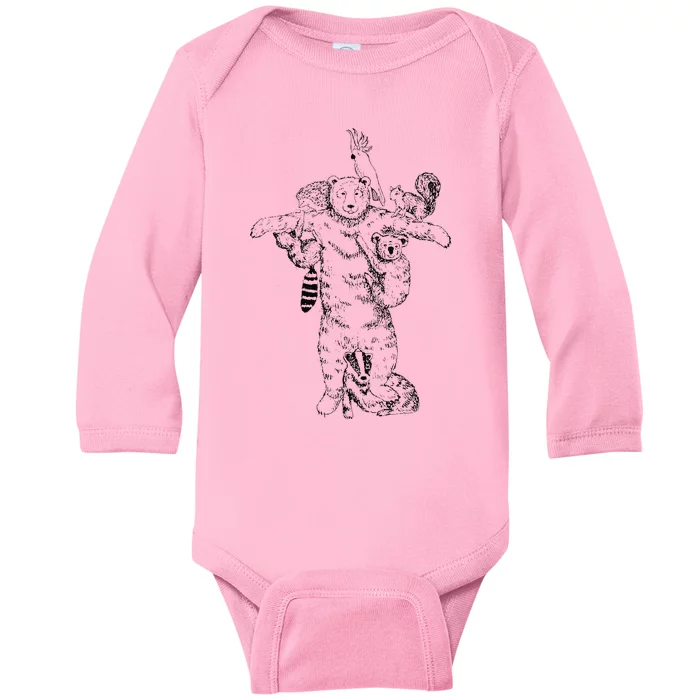 Bear Climbing Frame Baby Long Sleeve Bodysuit