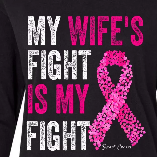 Breast Cancer For Husband Support My Wifes Fight Is My Fight Womens Cotton Relaxed Long Sleeve T-Shirt