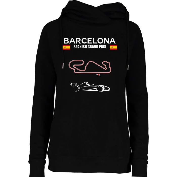 Barcelona Circuit Formula Racing Car Spanish Grand Prix Womens Funnel Neck Pullover Hood