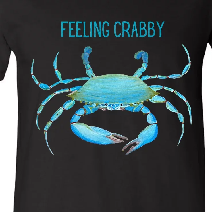 Blue Crab Feeling Crabby Ocean Life V-Neck T-Shirt