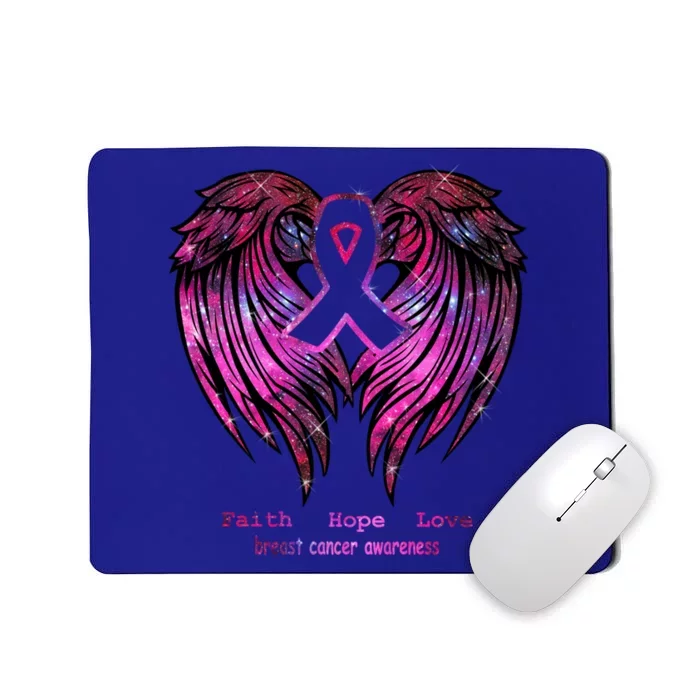 Breast Cancer Faith Hope Love Wings Great Gift Awareness (Back) Funny Gift Mousepad