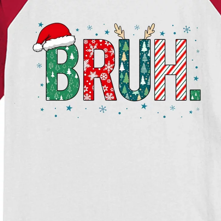 Bruh Christmas For Him Her Mom Dad Brother Sister Teenager Kids Colorblock Raglan Jersey