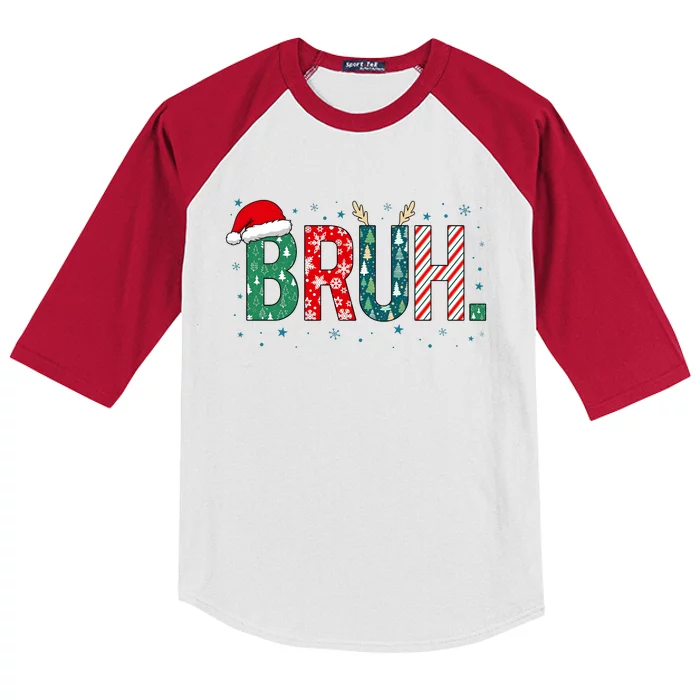 Bruh Christmas For Him Her Mom Dad Brother Sister Teenager Kids Colorblock Raglan Jersey