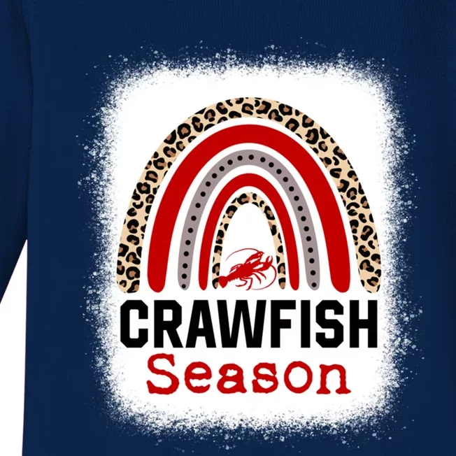 Bleached Craw Fish Season Leopard Crawfish Boil Lobster Great Gift Baby Long Sleeve Bodysuit