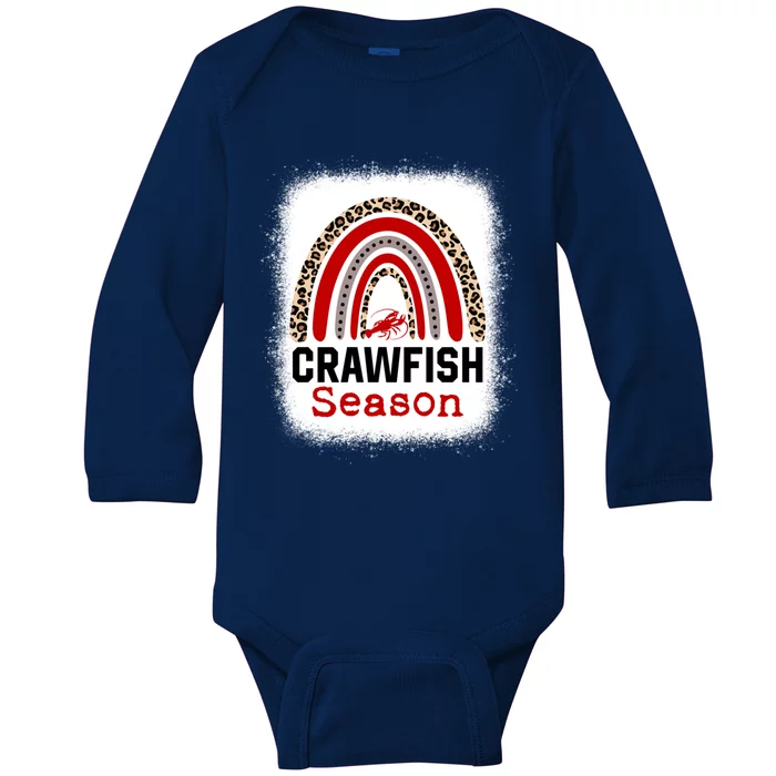 Bleached Craw Fish Season Leopard Crawfish Boil Lobster Great Gift Baby Long Sleeve Bodysuit