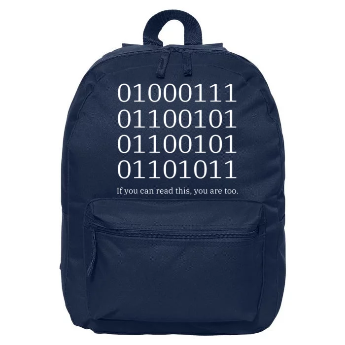 Binary Code Funny Computer Science Programmer Coding 16 in Basic Backpack