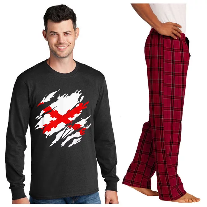 Burgundy Cross Flag Of The Thirds Long Sleeve Pajama Set