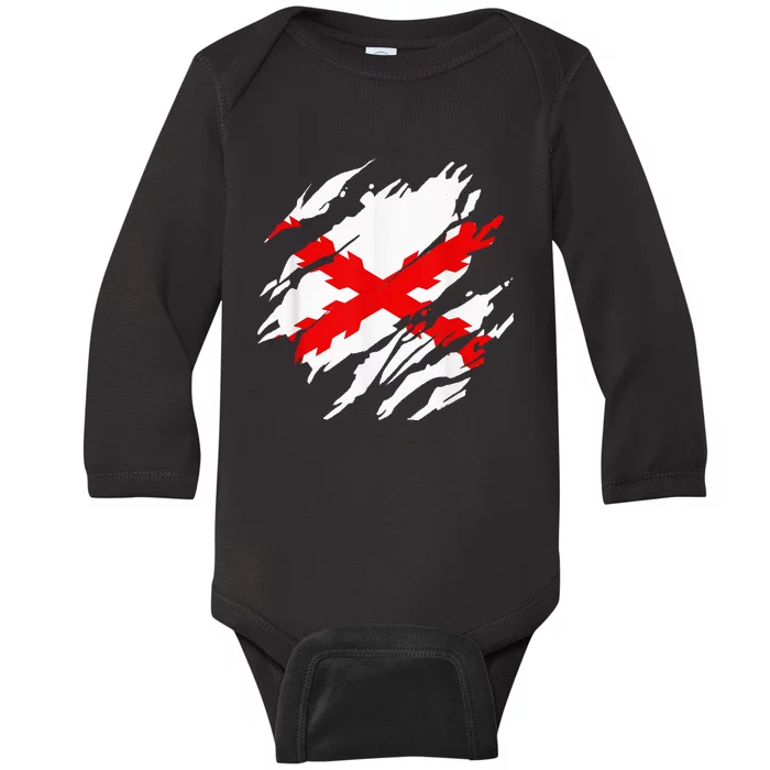 Burgundy Cross Flag Of The Thirds Baby Long Sleeve Bodysuit