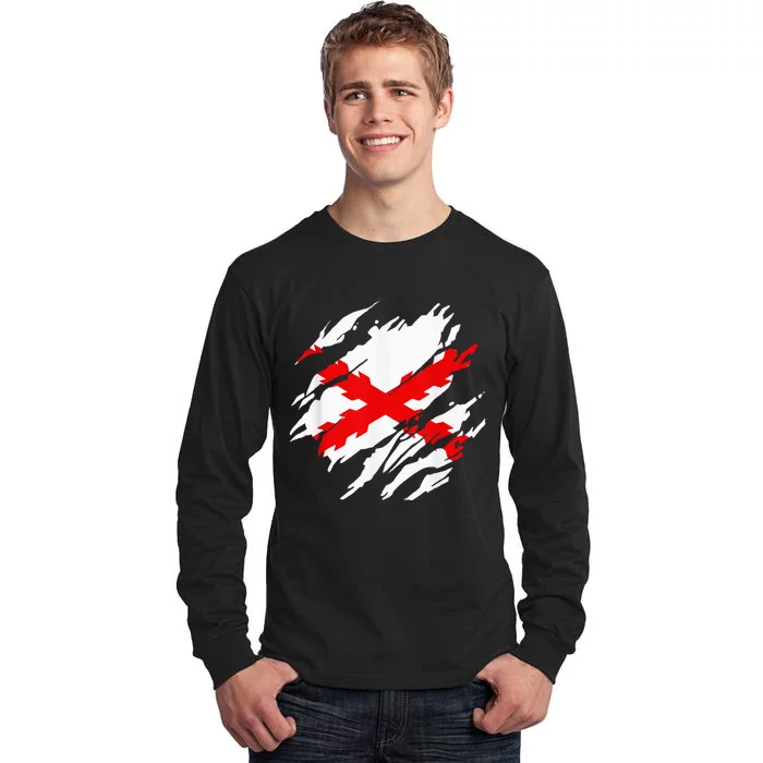 Burgundy Cross Flag Of The Thirds Tall Long Sleeve T-Shirt