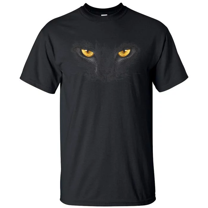 Black Cat Face Yellow Eyes Funny Cat Halloween Costume Gifts Tall T-Shirt