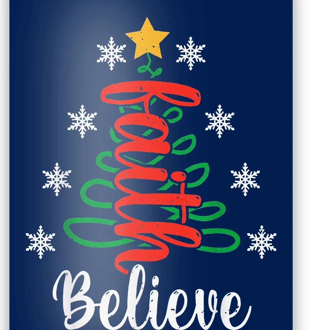 Believe Christian Faith Jesus Religious Christmas Tree Poster