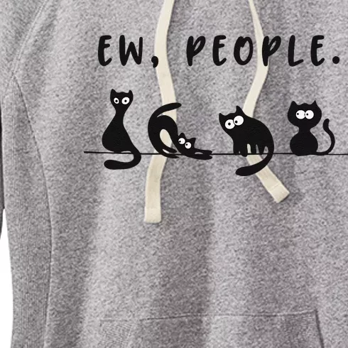 Black Cat Funny Ew People Meowy Cat Lovers Women's Fleece Hoodie