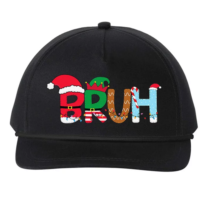 Bruh Christmas For Teen Funny Christmas Bruh Snapback Five-Panel Rope Hat