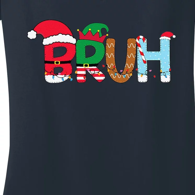 Bruh Christmas For Teen Funny Christmas Bruh Women's V-Neck T-Shirt