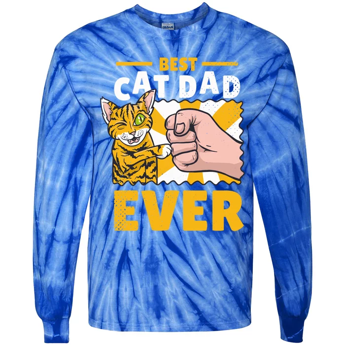 Best Cat Father In The World Gift Tie-Dye Long Sleeve Shirt