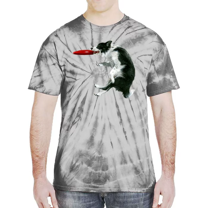 Border Collie Frisbee Graphic Sheepdog Print Gift Tie-Dye T-Shirt