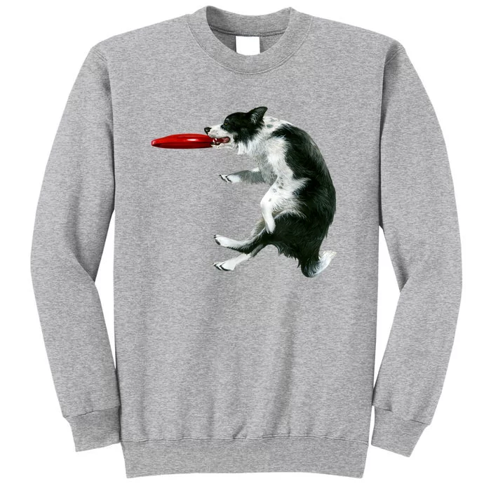 Border Collie Frisbee Graphic Sheepdog Print Gift Tall Sweatshirt