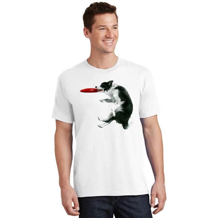 Border Collie Frisbee Graphic Sheepdog Print Gift T-Shirt