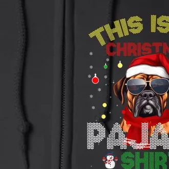 Bulldog Christmas Funny Dog Lover Santa Hat Xmas Pajama Full Zip Hoodie