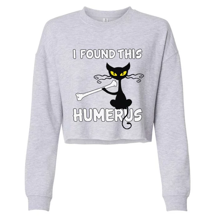 Black Cat Funny Humorous Halloween Cropped Pullover Crew