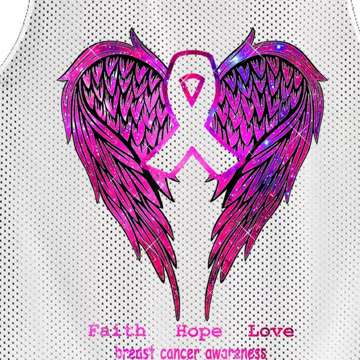 Breast Cancer Faith Hope Love Wings Mesh Reversible Basketball Jersey Tank