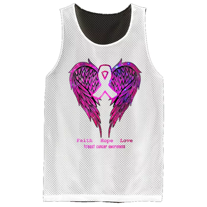 Breast Cancer Faith Hope Love Wings Mesh Reversible Basketball Jersey Tank