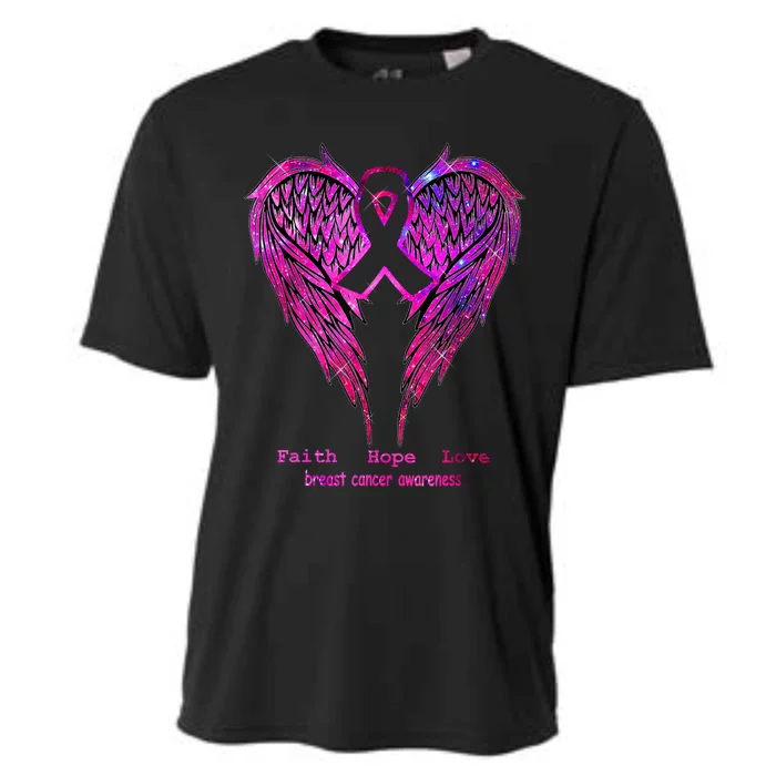 Breast Cancer Faith Hope Love Wings Awareness Cooling Performance Crew T-Shirt