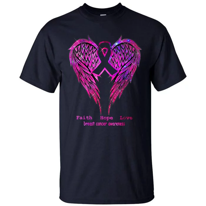 Breast Cancer Faith Hope Love Wings Awareness Tall T-Shirt