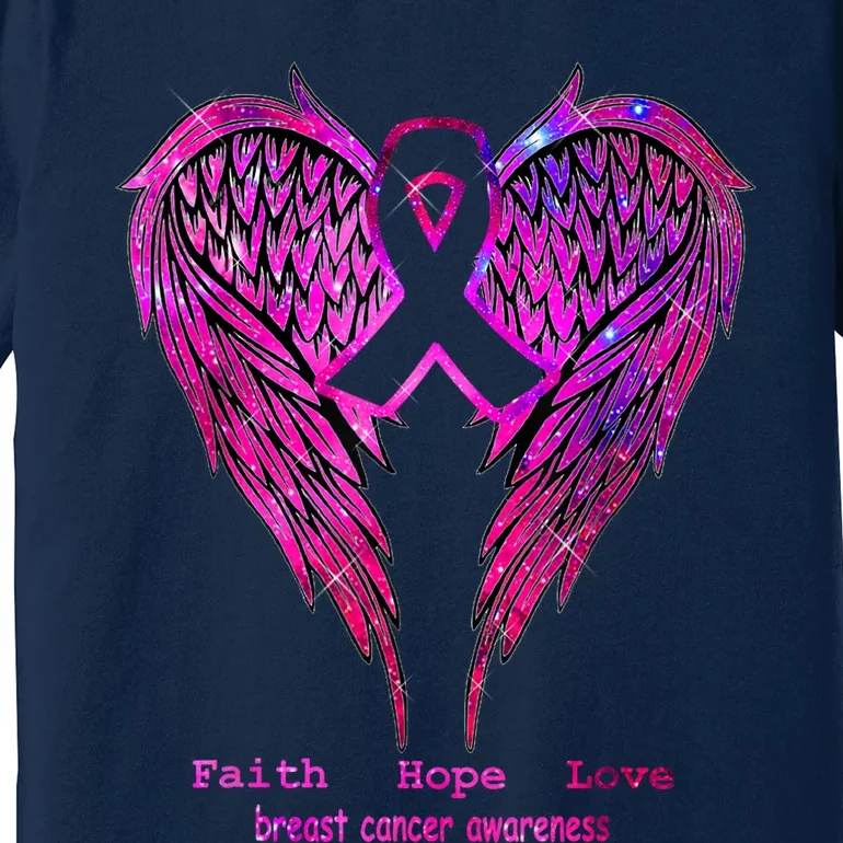 Breast Cancer Faith Hope Love Wings Awareness Premium T-Shirt