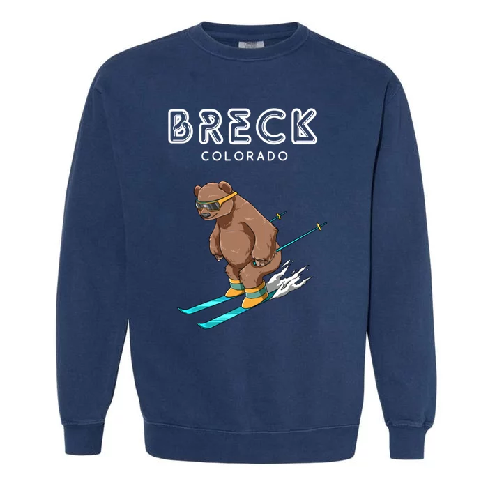 Breck Colorado Funny Ski Grizzly Bear Gift Garment-Dyed Sweatshirt