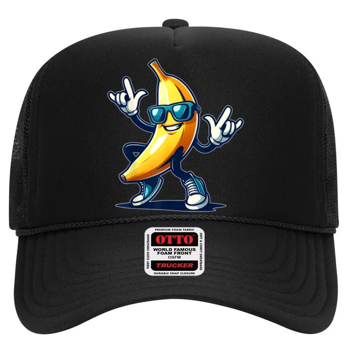 Banana Costume Funny Banana High Crown Mesh Trucker Hat