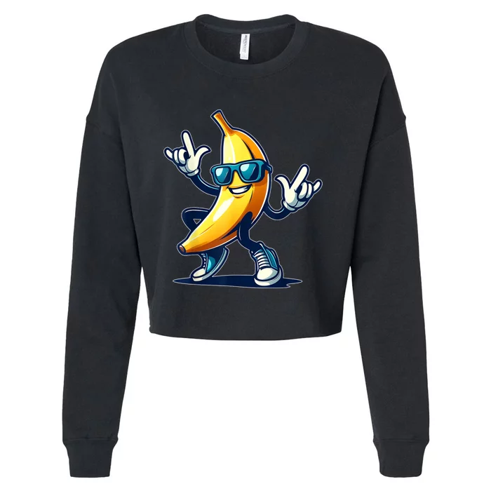 Banana Costume Funny Banana Cropped Pullover Crew