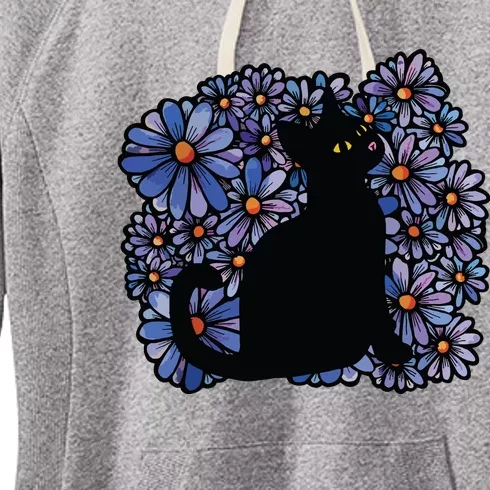 Black Cats Flower Garden Women's Fleece Hoodie