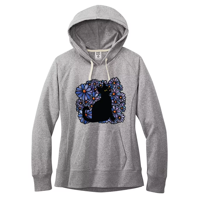 Black Cats Flower Garden Women's Fleece Hoodie