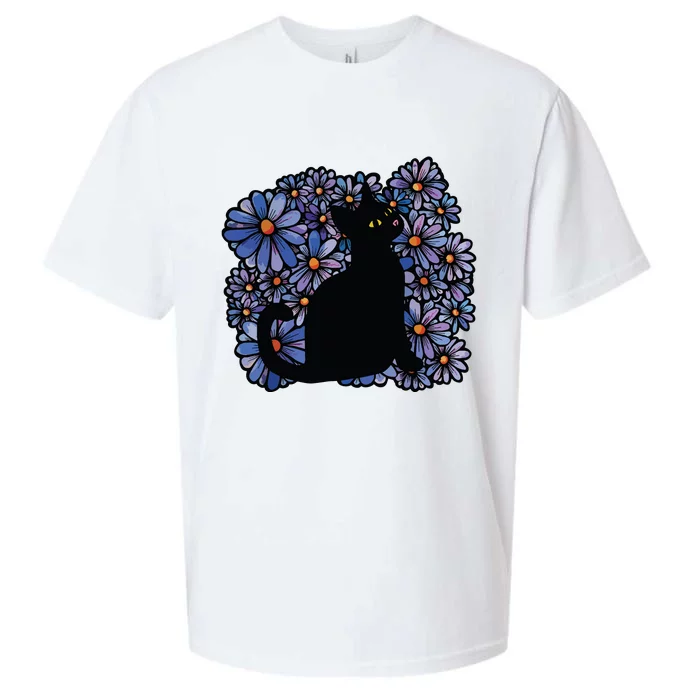 Black Cats Flower Garden Sueded Cloud Jersey T-Shirt