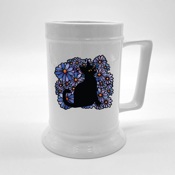 Black Cats Flower Garden Front & Back Beer Stein