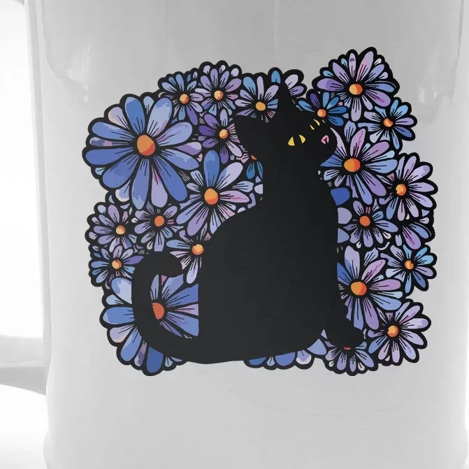 Black Cats Flower Garden Front & Back Beer Stein