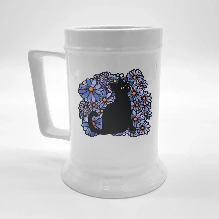 Black Cats Flower Garden Front & Back Beer Stein