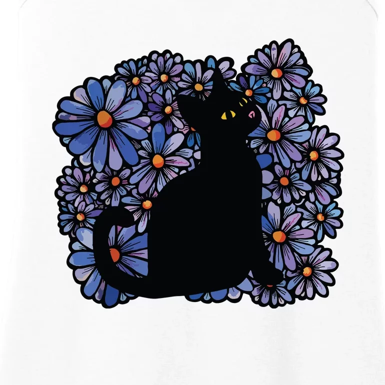 Black Cats Flower Garden Ladies Essential Tank