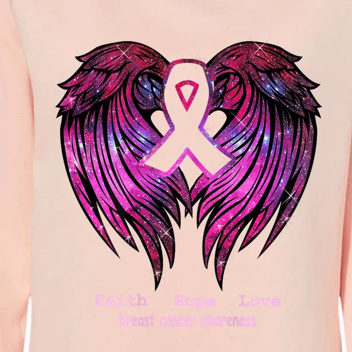 Breast Cancer Faith Hope Love Wings Awareness Womens California Wash Sweatshirt