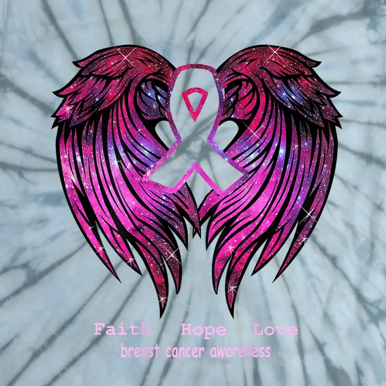 Breast Cancer Faith Hope Love Wings Awareness Tie-Dye T-Shirt