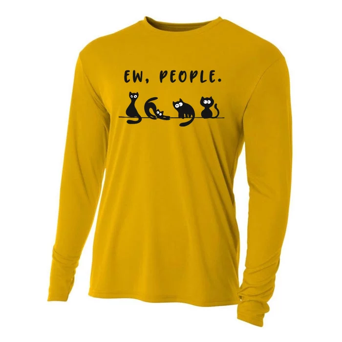 black cat funny wo ew people meowy cat lovers Cooling Performance Long Sleeve Crew