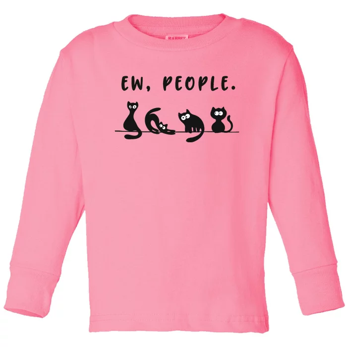 black cat funny wo ew people meowy cat lovers Toddler Long Sleeve Shirt