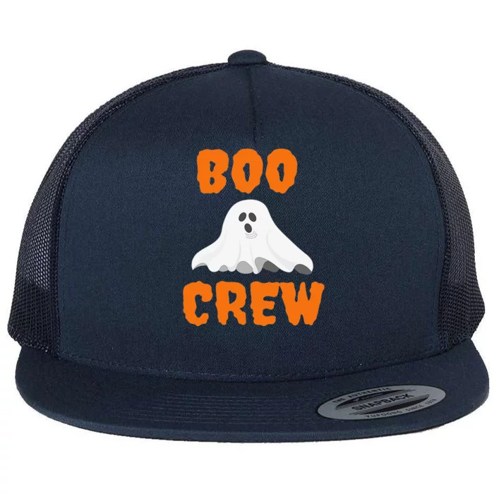 Boo Crew Funny White Ghost Spirit Phantom Scary Creepy Tops Flat Bill Trucker Hat